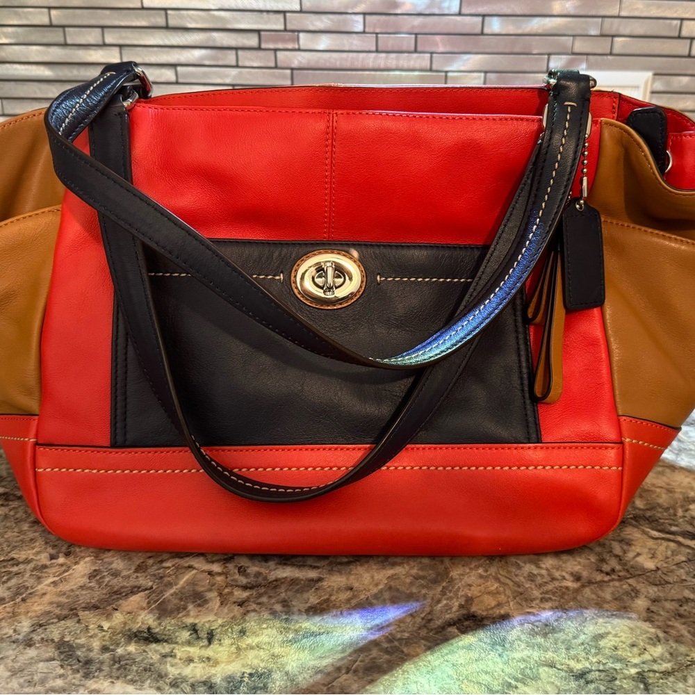 Coach color block Carrie tote